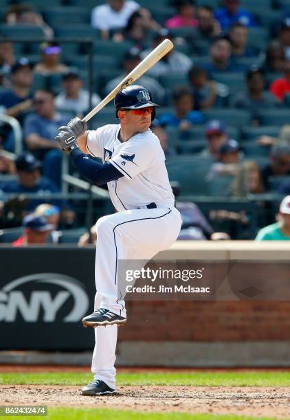 Danny Espinosa of the Tampa Bay Rays in action against the New York Yankees at Citi Field on September 13, 2017 in the Flushing neighborhood of the...