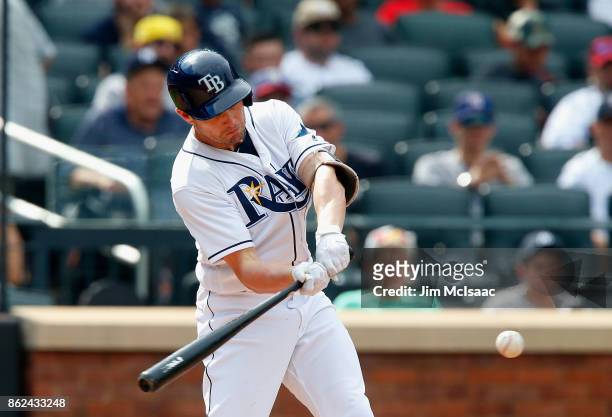 Peter Bourjos of the Tampa Bay Rays in action against the New York Yankees at Citi Field on September 13, 2017 in the Flushing neighborhood of the...