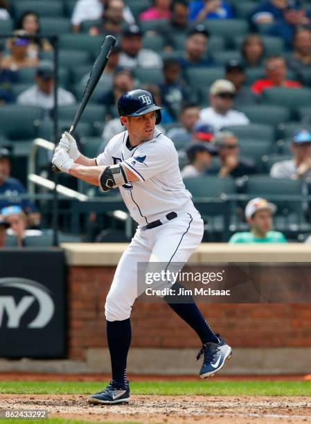 Peter Bourjos of the Tampa Bay Rays in action against the New York Yankees at Citi Field on September 13, 2017 in the Flushing neighborhood of the...