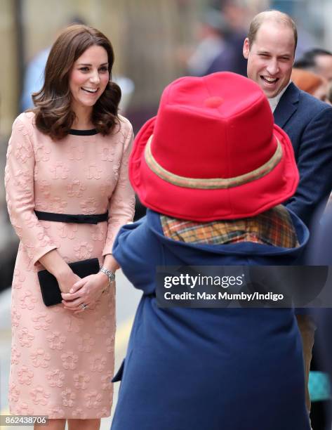 Catherine, Duchess of Cambridge, Paddington Bear and Prince William, Duke of Cambridge attend the Charities Forum Event at Paddington Station on...