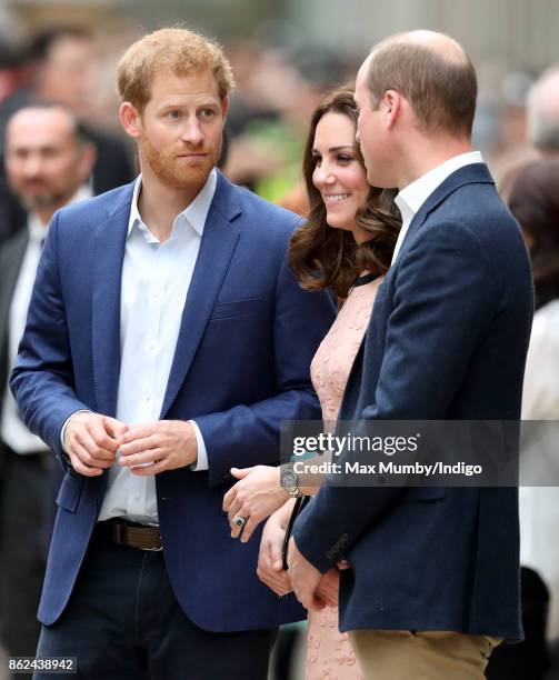 Prince Harry, Catherine, Duchess of Cambridge and Prince William, Duke of Cambridge attend the Charities Forum Event at Paddington Station on October...