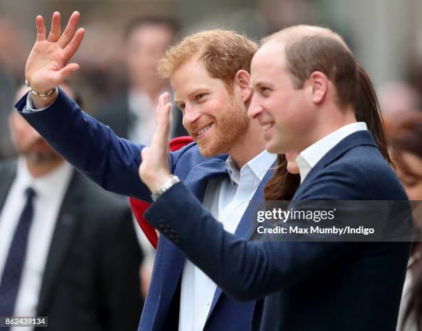 Prince Harry and Prince William, Duke of Cambridge attend the Charities Forum Event at Paddington Station on October 16, 2017 in London, England.