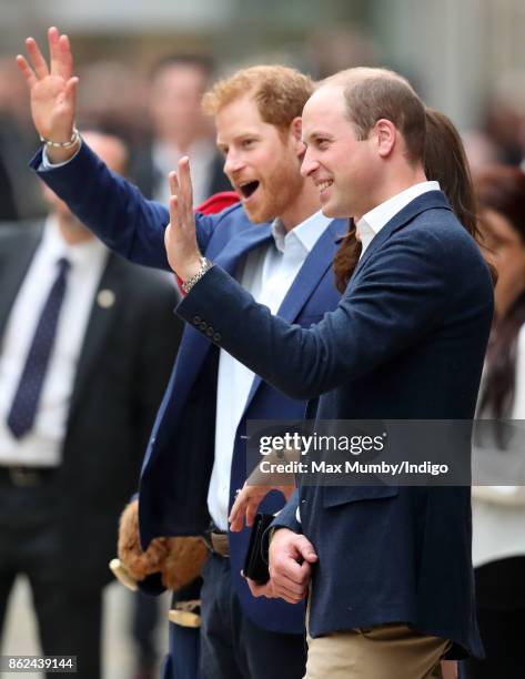 Prince Harry and Prince William, Duke of Cambridge attend the Charities Forum Event at Paddington Station on October 16, 2017 in London, England.