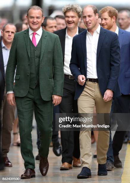 Hugh Bonneville and Prince William, Duke of Cambridge attend the Charities Forum Event at Paddington Station on October 16, 2017 in London, England.