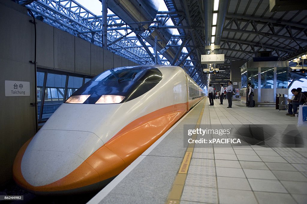 Bullet train at the Taichung station in Taiwan.