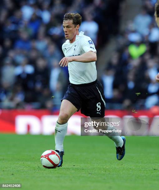 Scott Parker of Tottenham Hotspur in action during the FA Cup Semi Final between Chelsea and Tottenham at Wembley Stadium on April 15, 2012 in...