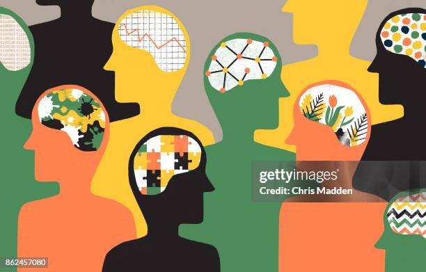 group of people with differing personalities - mental wellbeing stock pictures, royalty-free photos & images