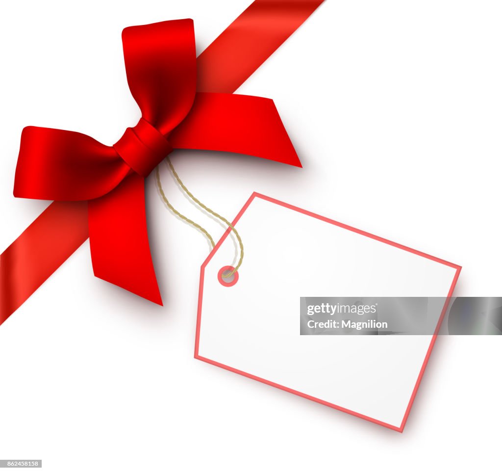 Red Gift Bow With Tag High-Res Vector Graphic - Getty Images