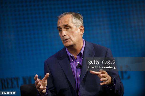 Brian Krzanich, chief executive officer of Intel Corp., speaks during the Wall Street Journal D.Live global technology conference in Laguna Beach,...