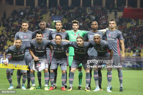 Besiktas' Spanish goalkeeper Fabricio Agosto Ramirez, Besiktas' Brazilian defender Adriano Correia, Besiktas' Portuguese defender Pepe, Besiktas'...