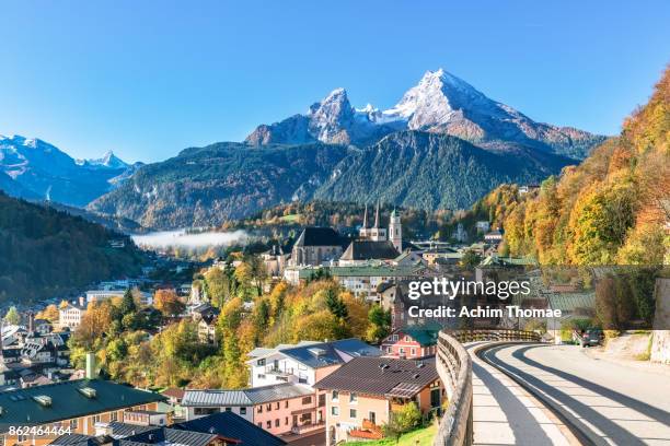 berchtesgaden in autumn, bavaria, germany europe - watzmann fotografías e imágenes de stock