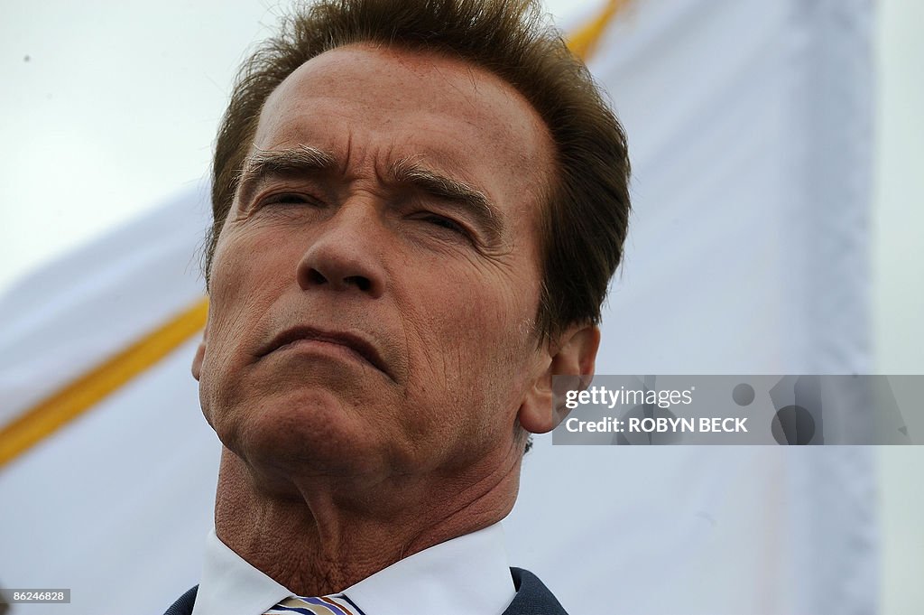 California Governor Arnold Schwarzenegger speaks at a press... News