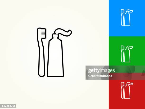 toothbrush and paste black stroke linear icon - black toothpaste stock illustrations