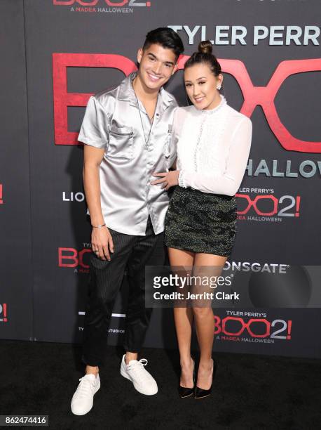 Alex Wassabi and Lauren Riihimaki attend the Premiere Of Lionsgate's "Tyler Perry's Boo 2! A Madea Halloween" at Regal LA Live Stadium 14 on October...