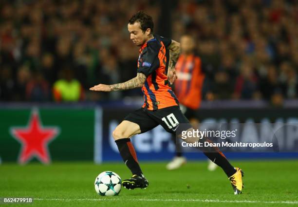 Bernard of Shakhtar Donetsk breaks through to score his sides first goal during the UEFA Champions League group F match between Feyenoord and...
