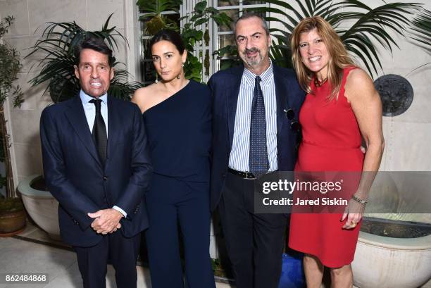 Chris Meigher, Cristiana Vigano, Carlo Traglio and Michele Heary attend QUEST & VHERNIER Host Luncheon at MAJORELLE at Majorelle on October 17, 2017...