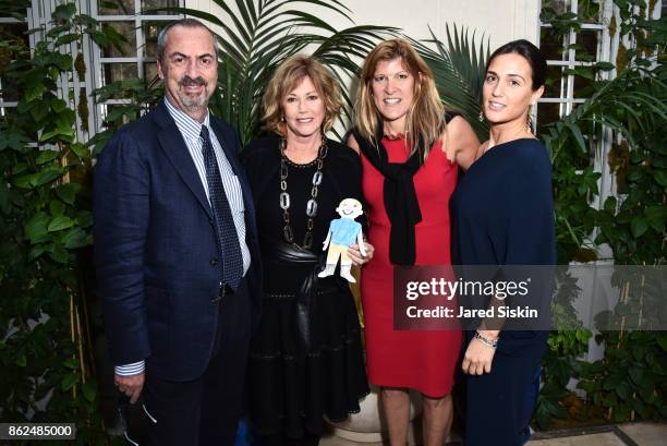 Carlo Traglio, Kathi Koll, Michele Heary and Cristiana Vigano attend QUEST & VHERNIER Host Luncheon at MAJORELLE at Majorelle on October 17, 2017 in...