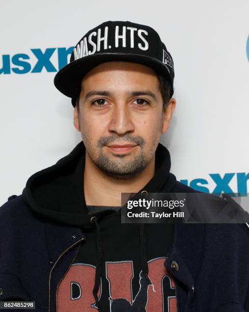 Lin-Manuel Miranda visits the SiriusXM Studios on October 17, 2017 in New York City.