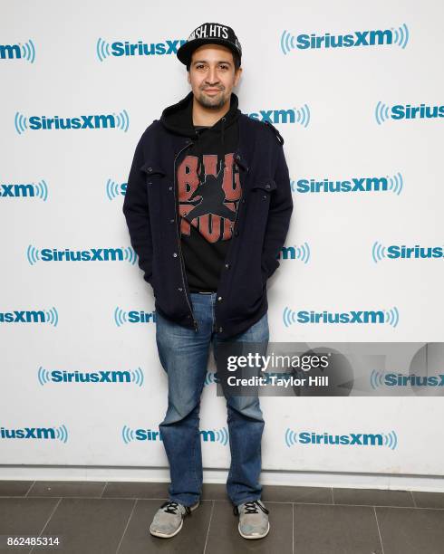 Lin-Manuel Miranda visits the SiriusXM Studios on October 17, 2017 in New York City.