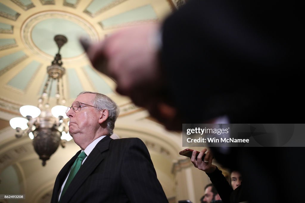 Senate GOP And Democrats Address Press After Weekly Policy Luncheons