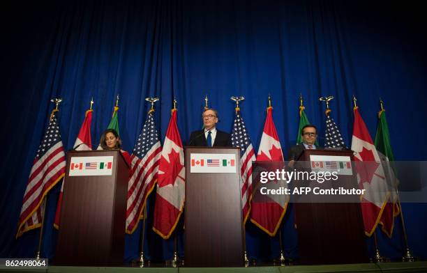 Trade Representative Robert Lighthizer , Canadian Foreign Minister Chrystia Freeland , and Mexican Secretary of Economy Ildefonso Guajardo Villarreal...