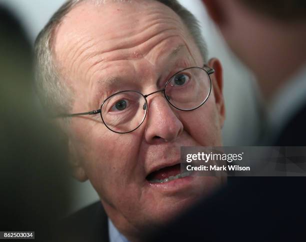 Sen. Lamar Alexander speaks to the media about a possible bipartisan agreement with Democrats to fund key Affordable Care Act insurance subsidies, on...