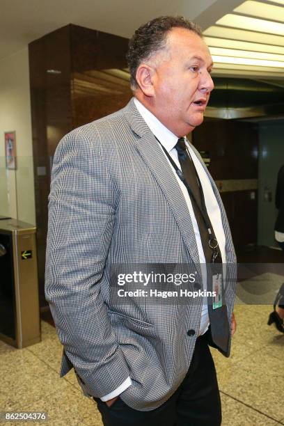 First MP Shane Jones arrives as coalition discussions continue at Parliament on October 18, 2017 in Wellington, New Zealand. Neither the National nor...