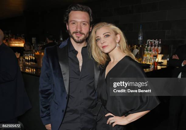 Cast members David Oakes and Natalie Dormer attend the press night after party for "Venus In Fur" at Mint Leaf on October 17, 2017 in London, England.