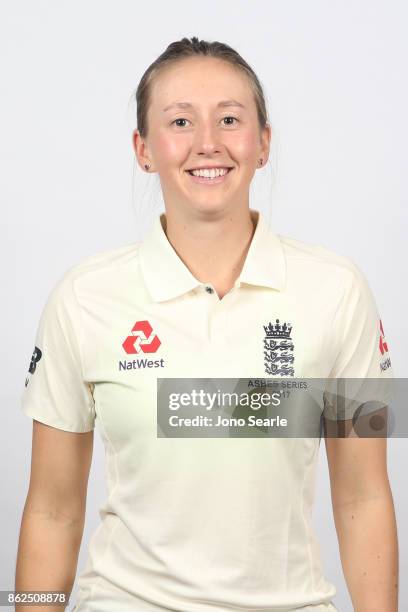 Fran Wilson poses during the England women's Test headshots session on October 13, 2017 in Brisbane, Australia.