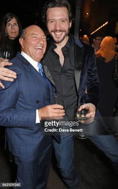 Arnold Crook and cast member David Oakes attend the press night after party for "Venus In Fur" at Mint Leaf on October 17, 2017 in London, England.