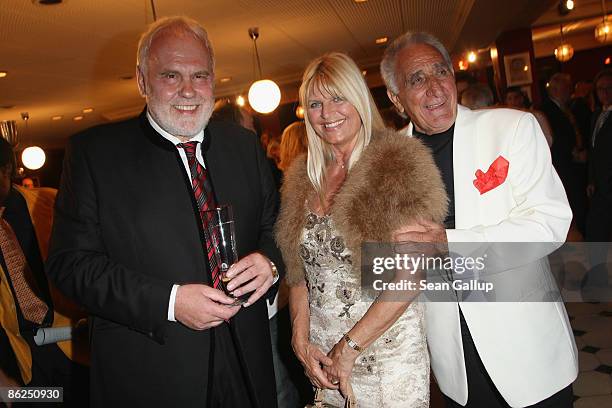 Opera singer Gunther Emmerlich, singer Marlene Charell and her husband Roger Pappini attend the 25th anniversary celebration of the...