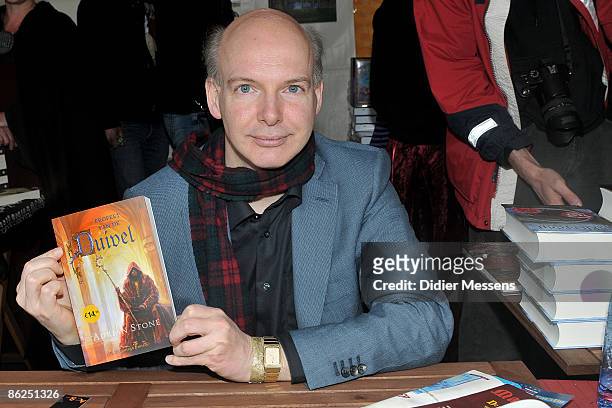 Adrian Stone is seen as he signs a book at Elf Fantasy Fair April 26, 2009 in Haarzuilens, Netherlands.