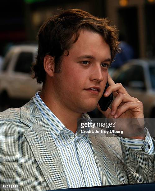 The NFL Draft's pick Matthew Stafford visits "Late Show with David Letterman" at the Ed Sullivan Theater on April 27, 2009 in New York City.