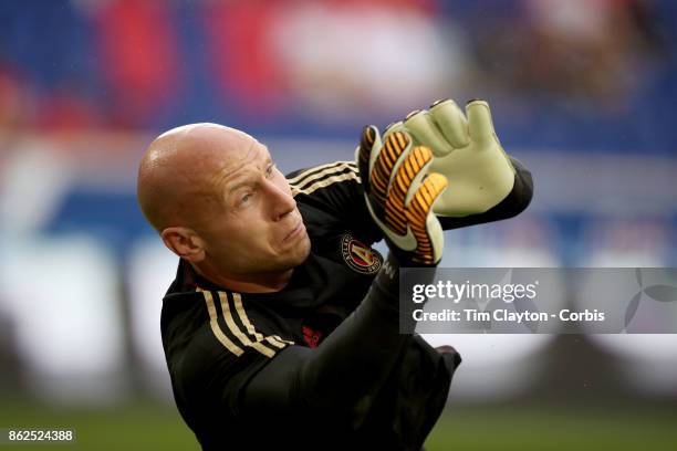 Goalkeeper Brad Guzan of Atlanta United warming up before the New York Red Bulls Vs Atlanta United FC, MLS regular season match at Red Bull Arena,...