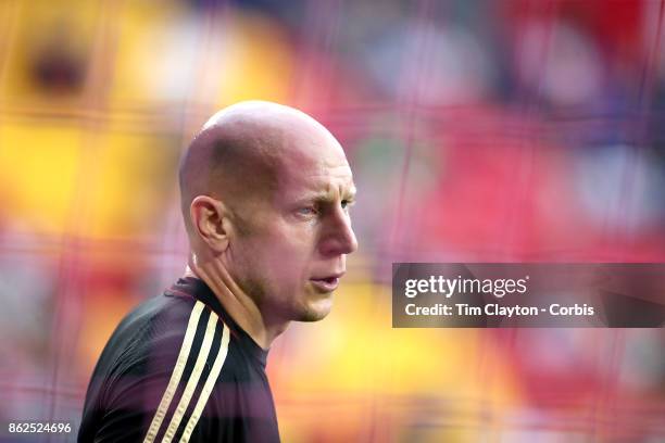 Goalkeeper Brad Guzan of Atlanta United warming up before the New York Red Bulls Vs Atlanta United FC, MLS regular season match at Red Bull Arena,...