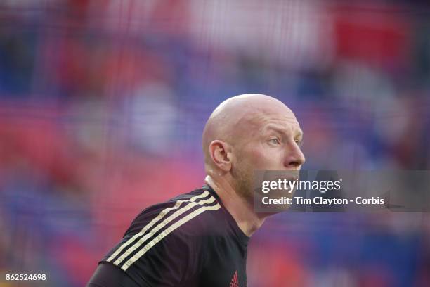 Goalkeeper Brad Guzan of Atlanta United warming up before the New York Red Bulls Vs Atlanta United FC, MLS regular season match at Red Bull Arena,...