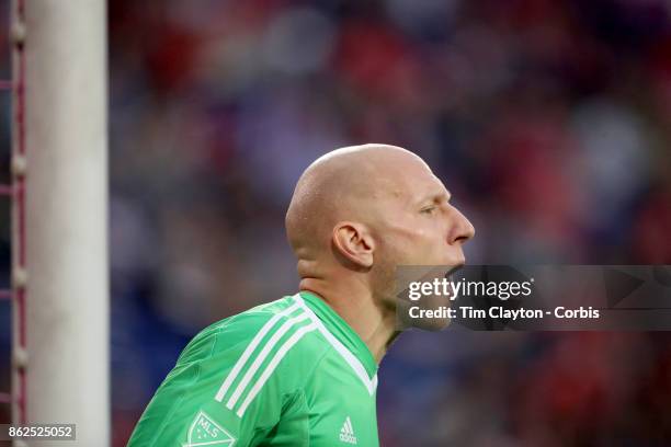 Goalkeeper Brad Guzan of Atlanta United in action during the New York Red Bulls Vs Atlanta United FC, MLS regular season match at Red Bull Arena,...