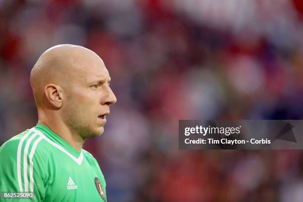 Goalkeeper Brad Guzan of Atlanta United in action during the New York Red Bulls Vs Atlanta United FC, MLS regular season match at Red Bull Arena,...