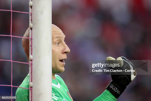 Goalkeeper Brad Guzan of Atlanta United in action during the New York Red Bulls Vs Atlanta United FC, MLS regular season match at Red Bull Arena,...