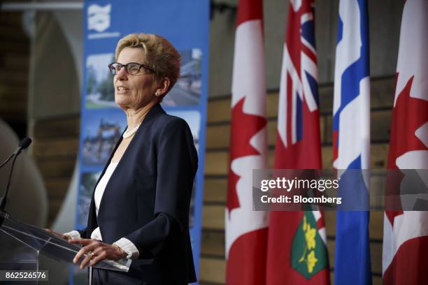 Kathleen Wynne, premier of Ontario, speaks during an event in Toronto, Ontario, Canada, on Tuesday, Oct. 17, 2017. Sidewalk Labs LLC, the urban...