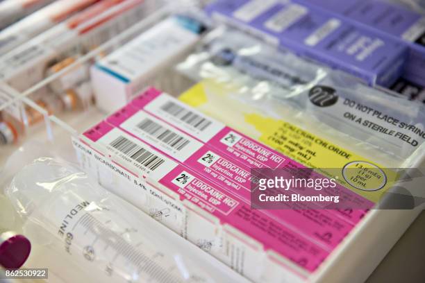 Lidocaine injection sits on a tray at Perry Memorial Hospital in Princeton, Illinois, U.S., on Wednesday, Oct. 11, 2017. Senate in both political...