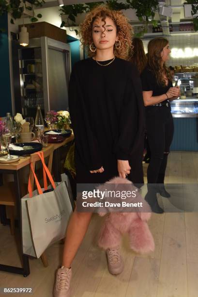 Ella Eyre attends the launch of the 'Filthy Healthy Cravings' series by Tess Ward in association with Sweaty Betty & CoppaFeel! at No. 1 Carnaby on...