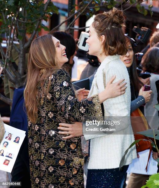 Elizabeth Olsen and Olivia Wilde on October 17, 2017 in New York City.