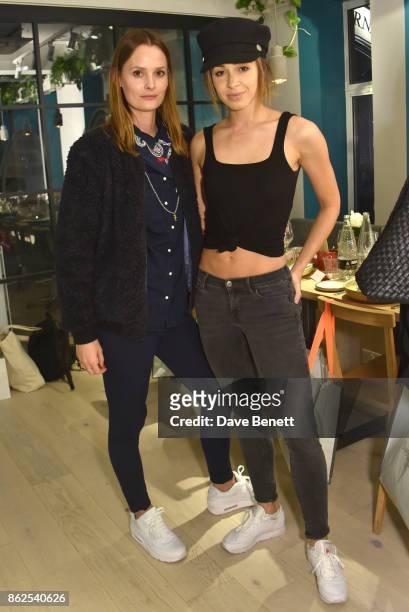 Charlotte de Carle and Danielle Peazer attend the launch of the 'Filthy Healthy Cravings' series by Tess Ward in association with Sweaty Betty &...