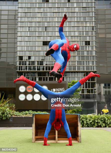 Brodie Pawson and Dylan Pawson practice a parkour manouvre at Central Park on October 18, 2017 in Sydney, Australia.