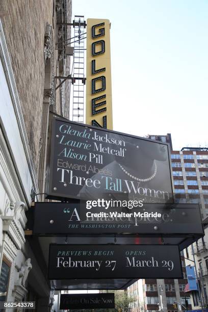 Theatre Marquee unveiling for Edward Albee's 1994 Pulitzer Prize-winning masterpiece, 'Three Tall Women' starring Glenda Jackson, Laurie Metcalf and...