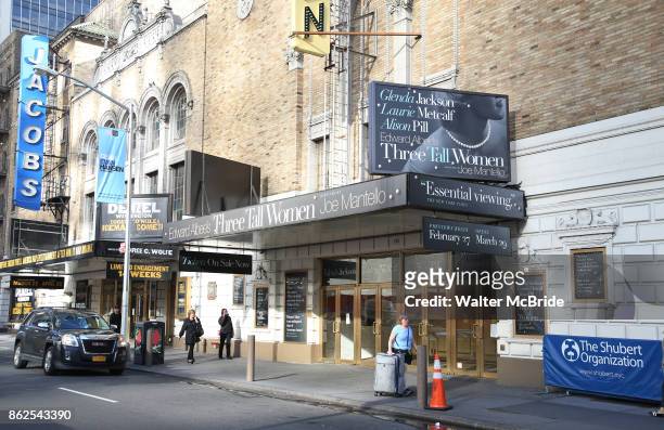 Theatre Marquee unveiling for Edward Albee's 1994 Pulitzer Prize-winning masterpiece, 'Three Tall Women' starring Glenda Jackson, Laurie Metcalf and...