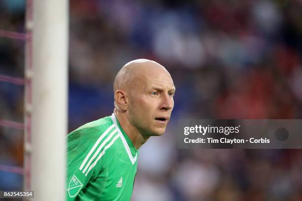 Goalkeeper Brad Guzan of Atlanta United in action during the New York Red Bulls Vs Atlanta United FC, MLS regular season match at Red Bull Arena,...