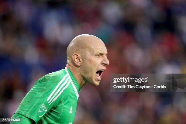 Goalkeeper Brad Guzan of Atlanta United in action during the New York Red Bulls Vs Atlanta United FC, MLS regular season match at Red Bull Arena,...