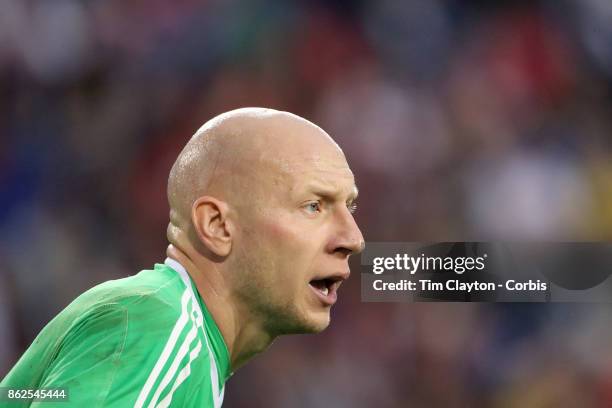 Goalkeeper Brad Guzan of Atlanta United in action during the New York Red Bulls Vs Atlanta United FC, MLS regular season match at Red Bull Arena,...